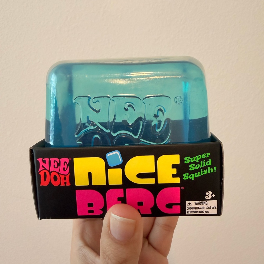 NeeDoh Nice Berg Ice Cube Squishy Stress Toy Blue Super Solid Squish